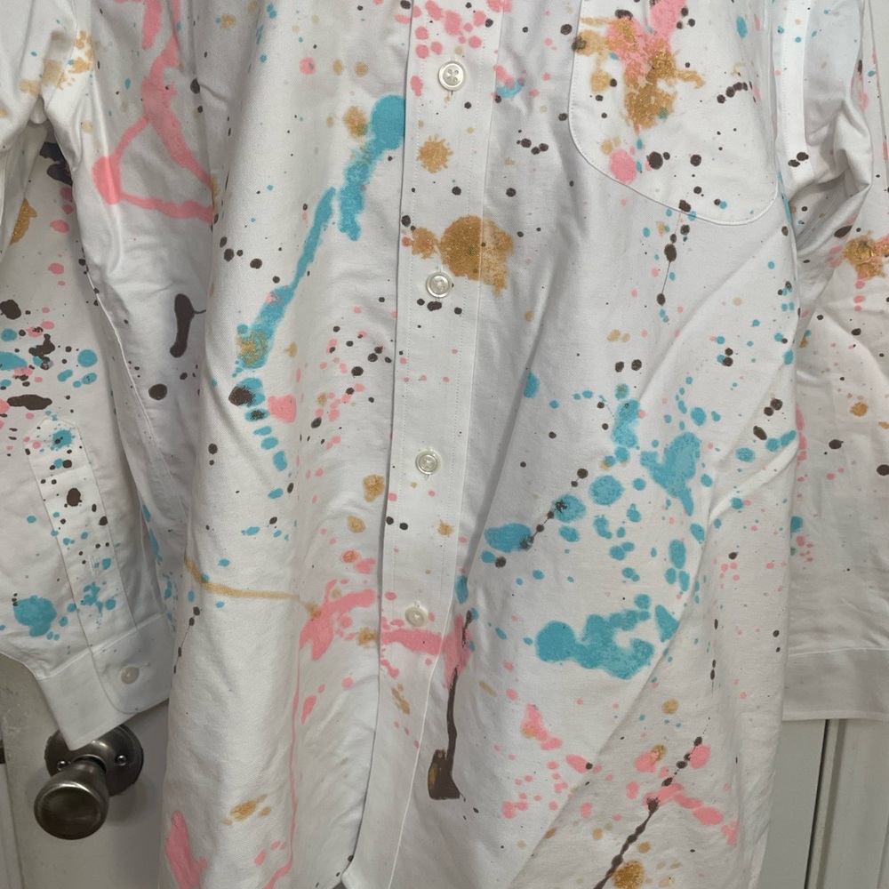 Pink, Blue & Gold Paint Splattered Spring Shacket - Picture 4 of 4